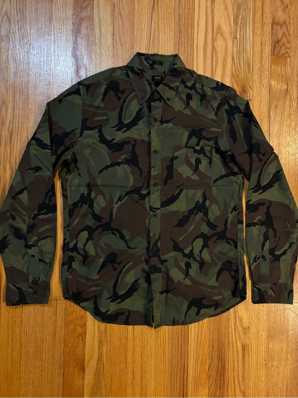 J. Crew Slim Fit Camouflage Pocket Button Down Shirt Medium